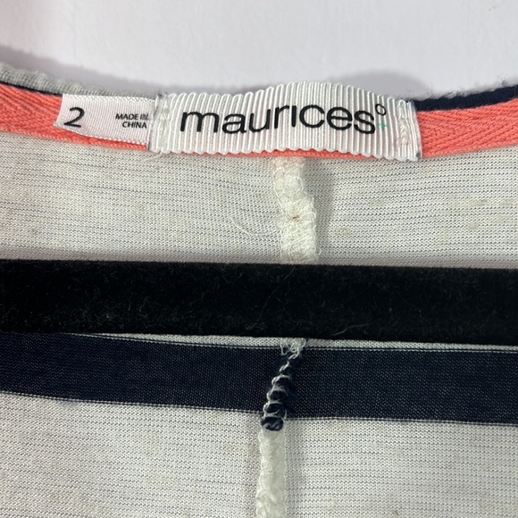 Maurice’s 2 black and white tunic top, scoop neck, embroidered lace trim at hem - Picture 2 of 5